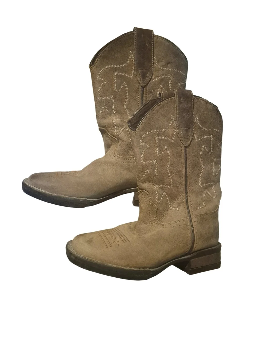 Roper Classic Tan Suede Western Cowboy Kids Boots
